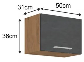 Horná kuchynská skrinka Vega 50 GU-36 1F - dub lancelot / sivá matná