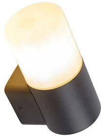 Moderné vonkajšie nástenné svietidlo čierne s opálovým tienidlom IP44 - Odense