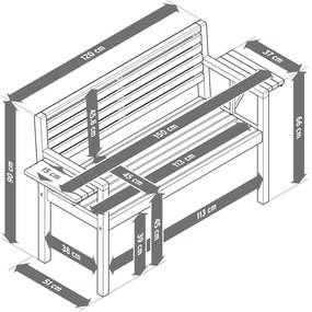 Záhradná lavička »Lenja« s výklopnými opierkami na ruky