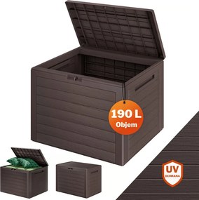 Úložný box WOODEBOX - 190L, 78x44x55cm, tmavo hnedá Prosperplast