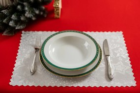 Dekorstudio Luxusné Vianočné prestieranie na stôl s vločkami strieborné SW30 - sada 2 kusy