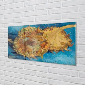 Obraz na skle Umenie kvety slnečnica 125x50 cm