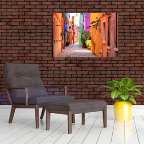 Obraz - Farebné domy v Burane, Benátky (90x60 cm)