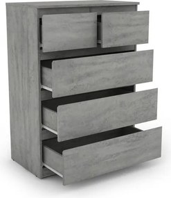 Komoda s 5 zásuvkami Carlos, šedý betón, 75 cm