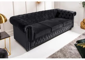 Sedacia súprava 40733 Chesterfield 3-sedenie Zamat Čierna  - Komfort-nábytok