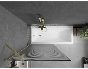 Mexen Next, 1-krídlová vaňová zástena 90 x 150 cm, 6mm sklo Ribs, zlatá matná, 895-090-000-00-09-55