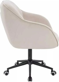 LuxuryForm DESIGN Stolička AVOLA VELUR na čiernej podstave s kolieskami - krémová