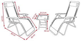 3-dielny set relaxačných kresiel + stolíka Avenberg SALIDA - SIVÁ