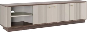 TV skrinka Vespera 3D 187 cm na sokli - kašmírová / orech / zlatá