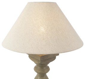 Rustikálna stolná lampa s ľanovým tienidlom béžová 50 cm - Hyssop