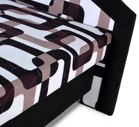 Čalúnená manželská posteľ MAGDA, čierna vzor/ čierna (216/41)