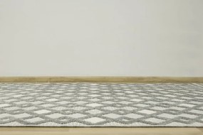 Šnúrkový koberec Stella D418A - Romby Aztec sivý / strieborný