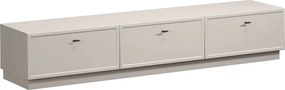 TV stolík Lorini 200 cm na sokli – kašmírová / čierna / úchytky T