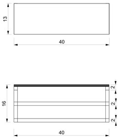 Nástenný vešiak na uteráky s poličkou 14x40 cm čierna