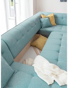 Tyrkysovomodrá rozkladacia rohová pohovka (pravý roh/do tvaru "U") Dazzling Daisy – Miuform