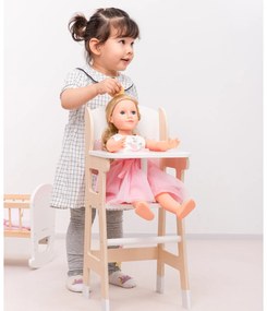 Drevená jedálenská stolička pre bábiky s vankúšikom