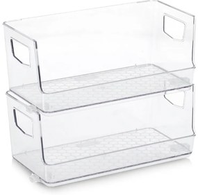 Stohovateľné úložné boxy, s otvorenou prednou hranou, 2 ks 26x13x20 COMPACTA