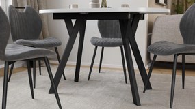 Mazzoni ALMO Biely mat / čierne nohy - OVÁLNY ROZKLADACÍ STÔL 120-220 cm PRE 10-12 OSÔB