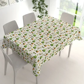 Biante Detský bavlnený obdĺžnikový obrus Sandra SA-609 Žabky a slimáky na bielom 140x160 cm