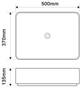 Erga Madalyn, umývadlo na dosku 500x370x135 mm, biela lesklá, ERG-V03-9674-WH