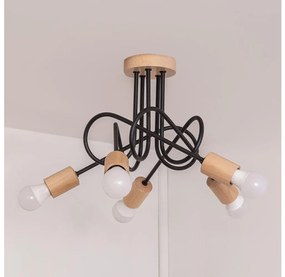 Prisadený luster OXFORD 5xE27/15W/230V borovica/čierna