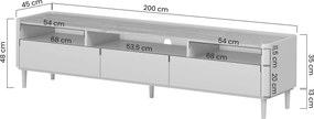 TV stolík Elivo 200 cm na nožičkách - eukalyptus / dub baltic dune