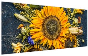 Obraz - Jesenné kvety (120x50 cm)