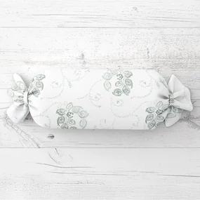 Biante Vankúš valec bonbon Sandra SA-089 Zelené popínavé kvety na bielom 15x60 cm