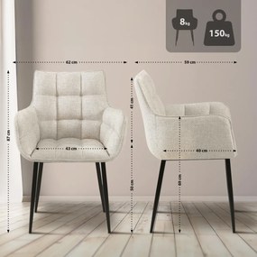 Stolička Tirana látka čierna - ivory