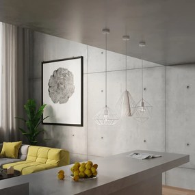 Závesné svietidlo Umberto, 1x biele drôtené tienidlo