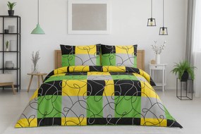 Bavlnené obliečky na 2 postele CHESS LIME, farebné Rozmer obliečky: 2 ks 70 x 90 cm | 2 ks 140 x 200 cm