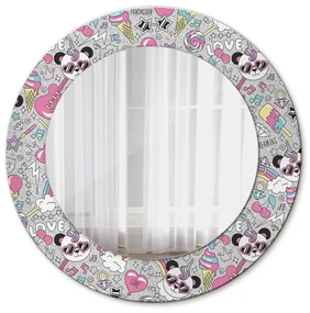 Panda Unicorn Okrúhle dekoračné zrkadlo na stenu
