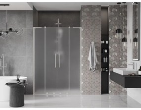 Mexen Velar L Duo, posuvné sprchové dvere do otvoru 160 cm, 8mm sklo námraza, brúsená oceľ, 871-160-003-32-97