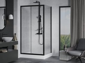 Mexen Apia posuvná sprchová kabína 120 x 90 cm, priehľadná, čierna + vanička Rio - 840-120-090-70-00-4510