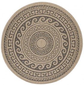 Šnúrkový koberec Comilla ornament béž-antracit, kruh