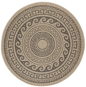 Šnúrkový koberec Comilla ornament béž-antracit, kruh