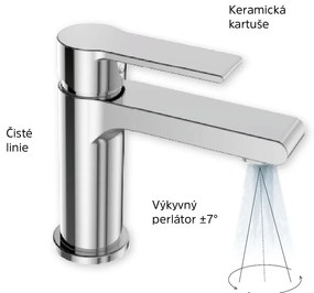 Mereo Mereo, Umývadlová stojanková batéria, Dita, bez výpuste, chróm, MER-CBE10101D