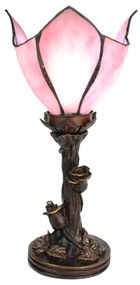 Stolná lampa Tiffany Flower Pink  - Ø 18*32 cm E14/max 1*25W