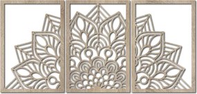 3-dielna mandala kvetov – moderná drevená nástenná dekorácia do obývačky | SENTOP HDF0583