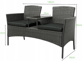 Záhradný ratanový set NM-03 - sivý + sivé vankúše