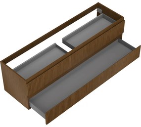 Mexen Rivel, kúpeľňová skrinka 160 cm, 2 zásuvky, drážkovaná, orech, 91A20-16047-2-BFF86