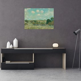 Sklenený obraz - Alfred Sisley,  Meadow, reprodukcia (70x50 cm)
