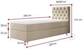 Čalúnená posteľ boxspring FESTER, 90x200, Monolith 59, ľavá