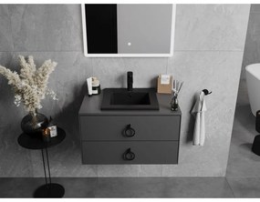 Mexen Atena, umývadlo na zapustenie do dosky 41 x 41 cm, čierna matná, 25014170