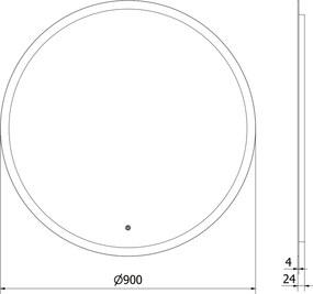Mexen Oro, okrúhle LED podsvietené kúpeľňové zrkadlo 90 cm, 6000K, vykurovacia podložka proti zahmlievaniu, 9824-090-090-611-00