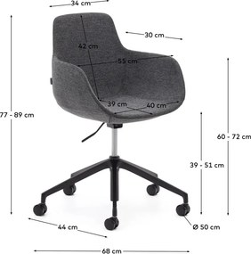 Tmavosivá kancelárska stolička Tissiana – Kave Home