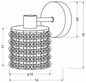 Candellux ROYAL Nástenné svietidlo 1X40W G9 Chrome Crystals Black 21-36240