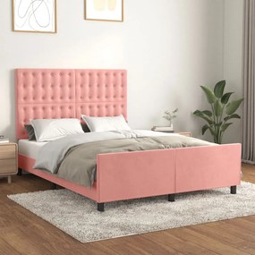 Rám postele s čelom ružový 140x200 cm zamat 3126006