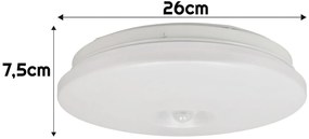 ECOLIGHT LED stropné svietidlo PIR - 12W - IP44 - neutrálna biela - senzor pohybu