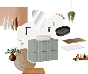 Comad Kúpeľňová skrinka pod doskové umývadlo SET-LRG B Oak 80 zelená/dub coast evoke
